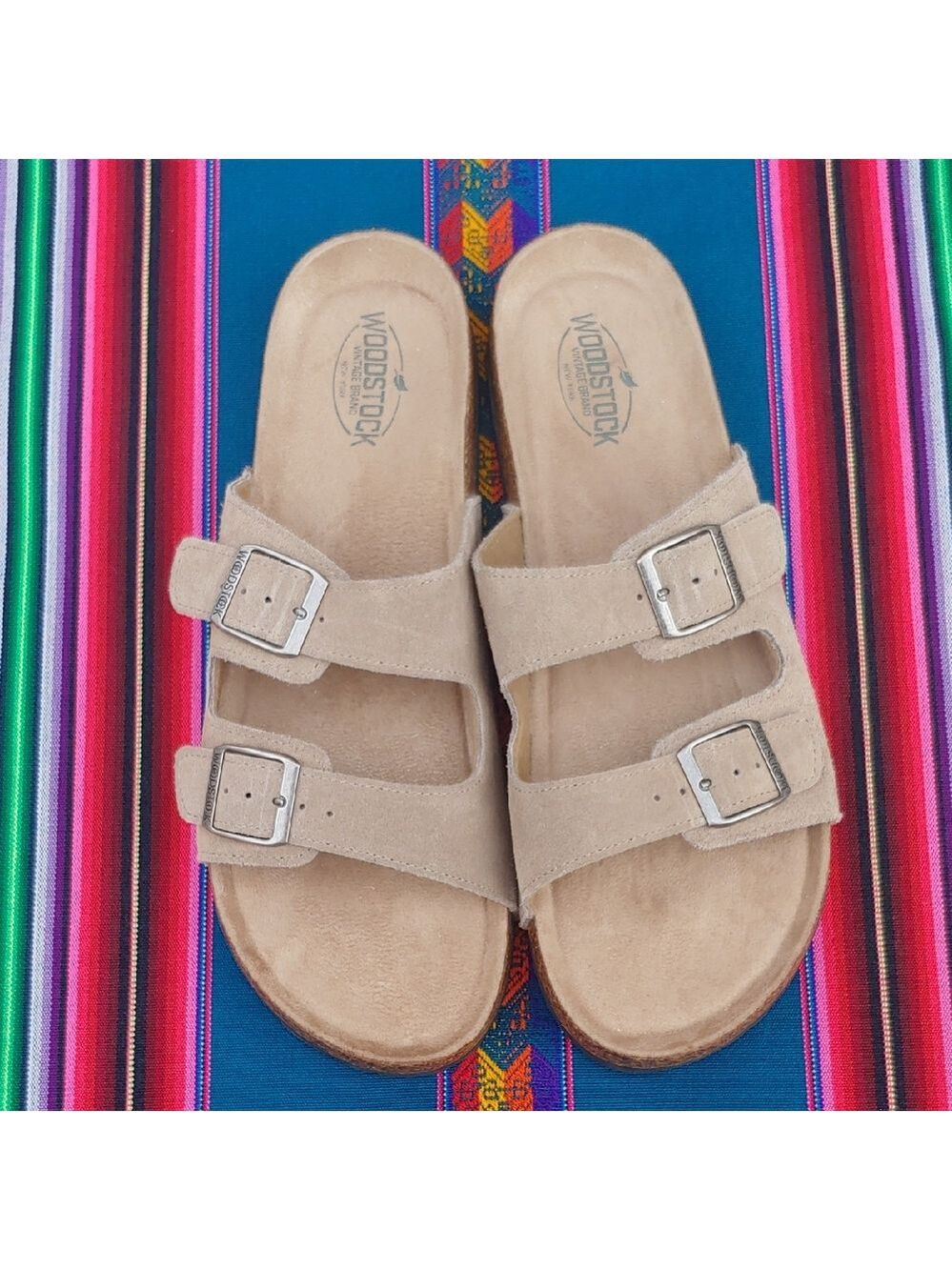 Woodstock Men's Vintage Brand NY Leather Cork Strap Sandals Tan size 11 NWOT - Picture 6 of 16